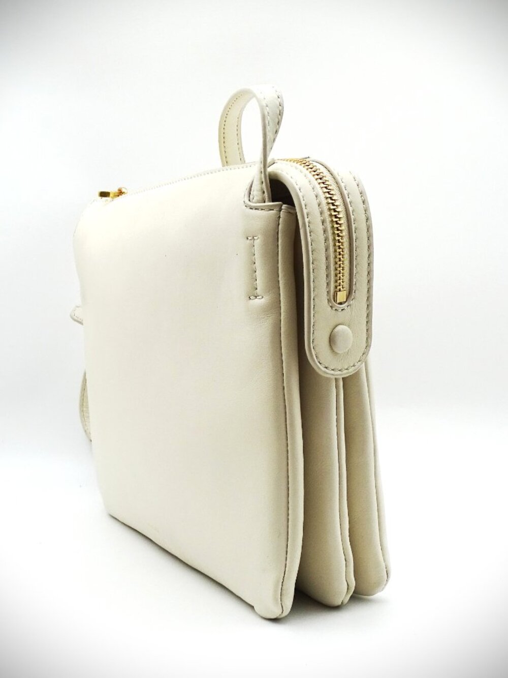 VINCE Sammi Triple Compartment Milk Color Leather Swing Crossbody Bag - Picture 8 of 10